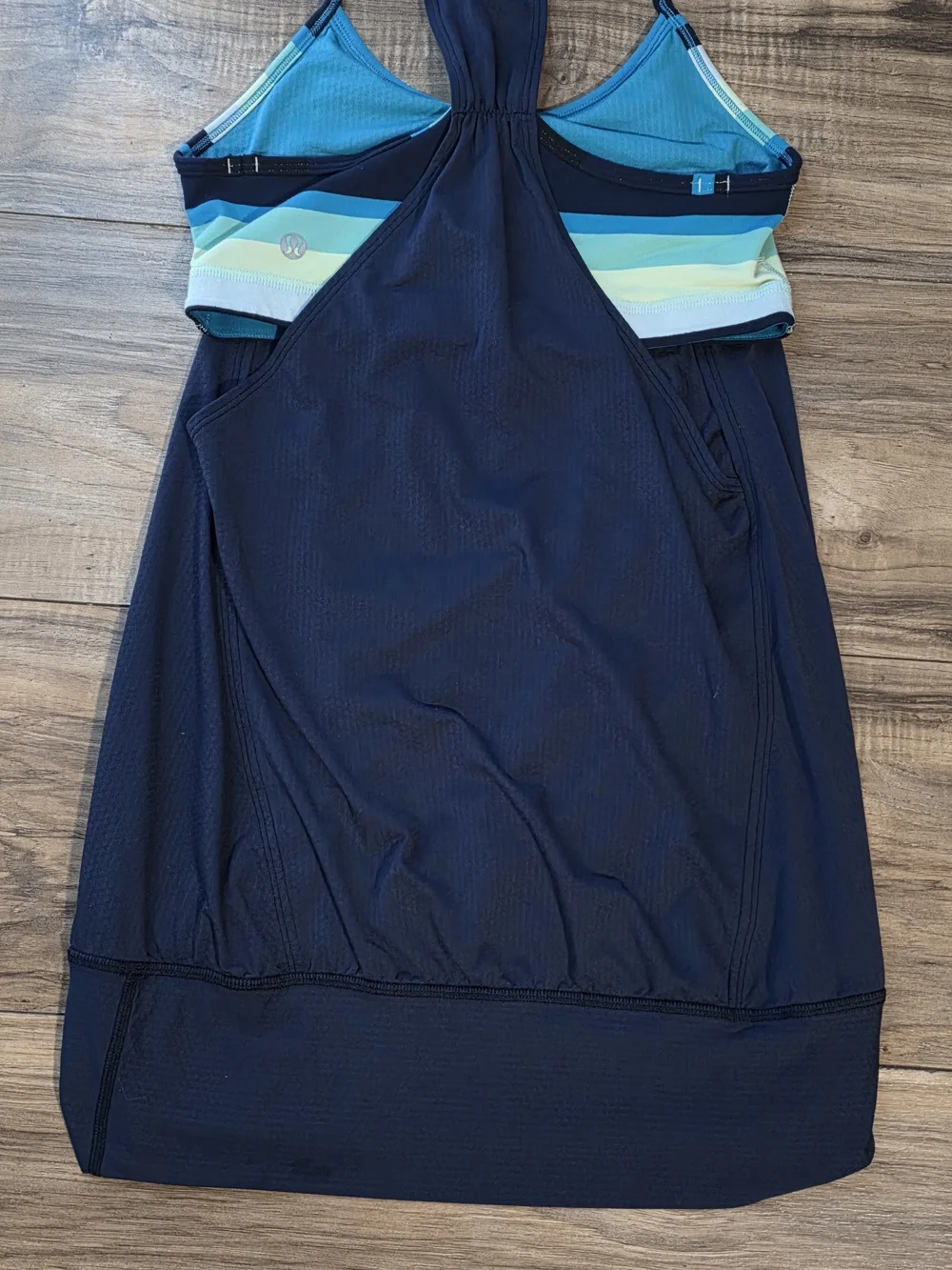 lululemon athletica Navy Tank with Teal Accent Straps